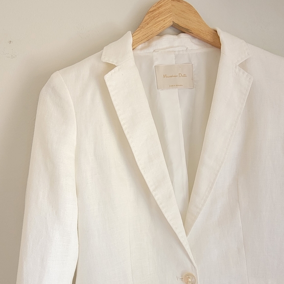 MASSIMO DUTTI 100% linen one button blazer in white Sz4 - Picture 4 of 9